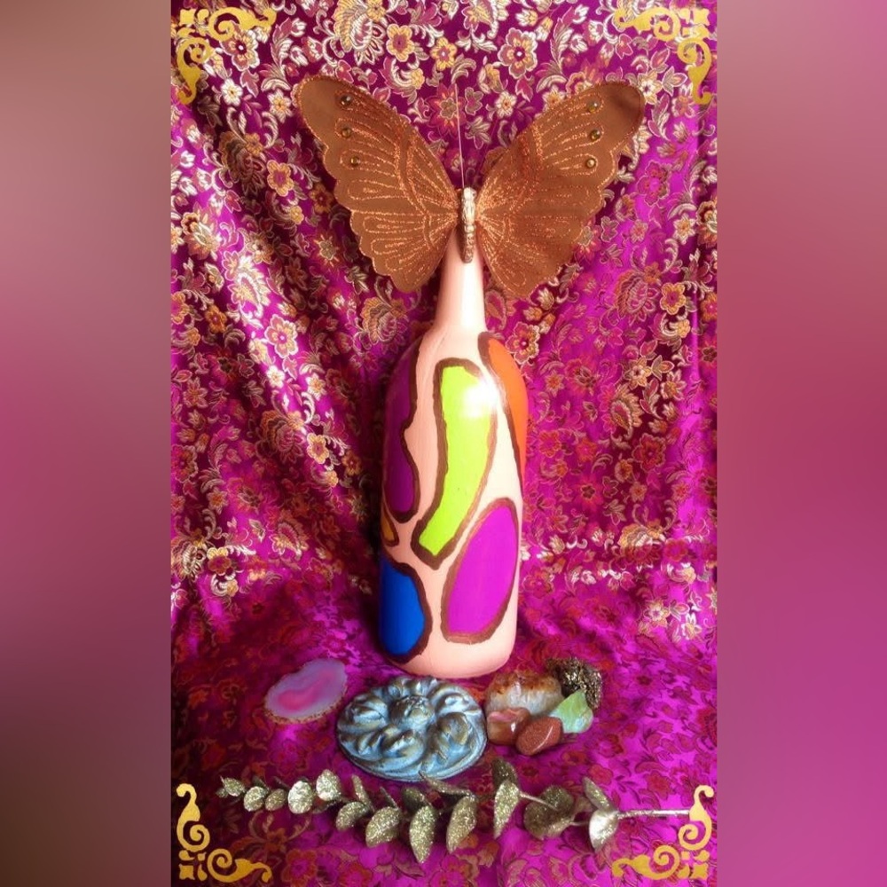 Hand Crafted Butterfly Wings Gypsy Bottle